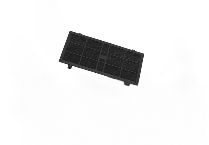 Der Unold Aktivkohlefilter für Raclette Smokeless 48785 ist ein rechteckiger schwarzer Filter mit einem Gittermuster, abgebildet auf einem schlichten weißen Hintergrund.
