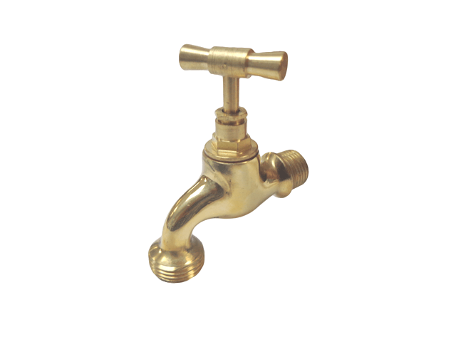 Aquarius Polished Brass Garden Tap, Continous Turning, Durable, 5/8" Outlet, 1/2" Size MEGA