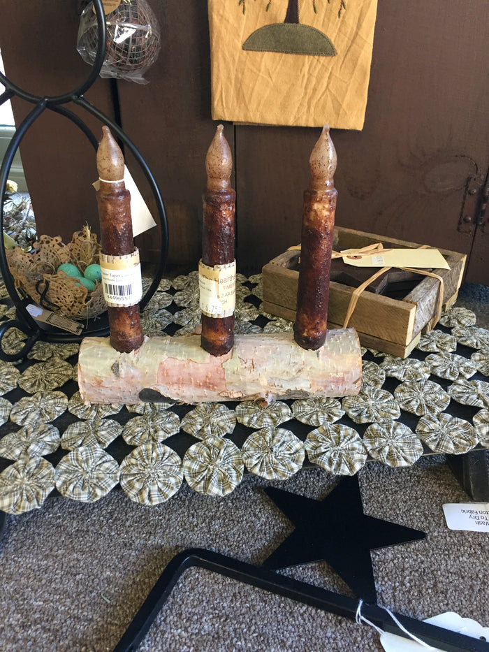 Birch Log 3 Candle Holder