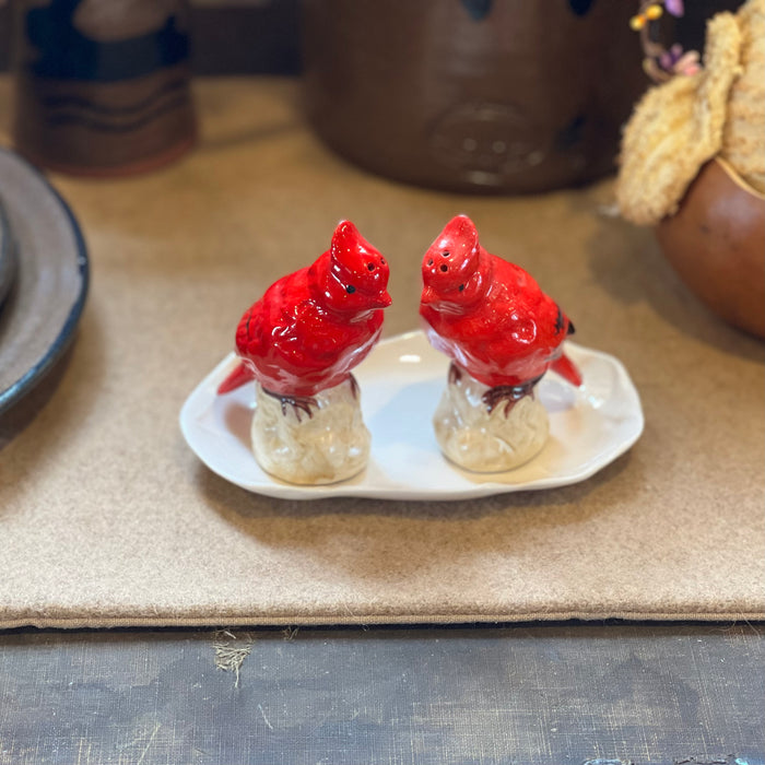 Cardinal Porcelain Salt & Pepper Shakers W/ Tray
