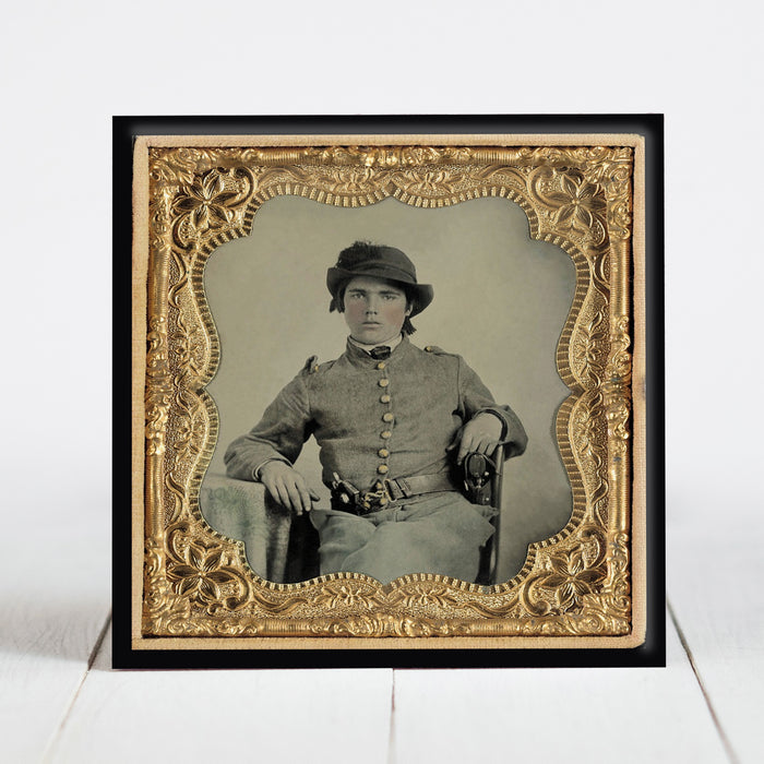 Confederate Cavalry Solder with Two Revolvers in Belt - Civil War Era