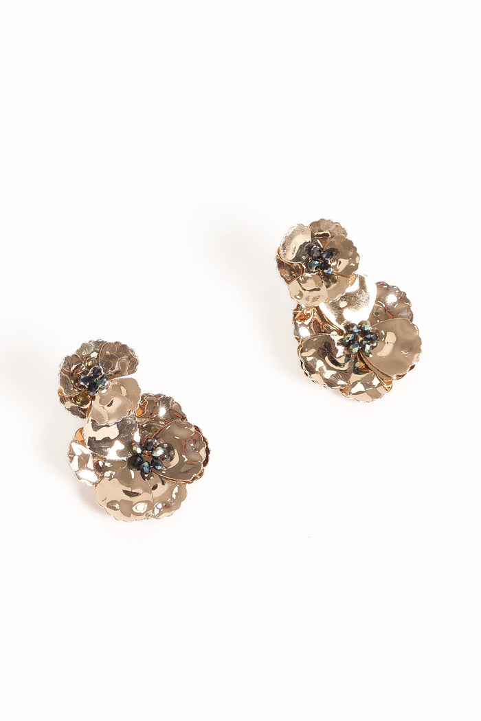 Petal and Pup USA ACCESSORIES Evelina Flower Earrings - Gold One Size