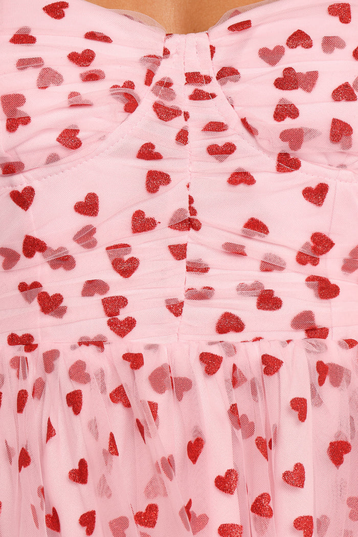 Petal and Pup USA DRESSES Floret Midi Dress - Red Hearts