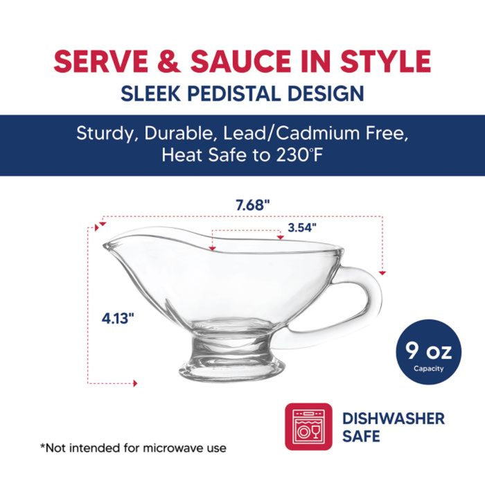Glass Gravy Boat dimensions