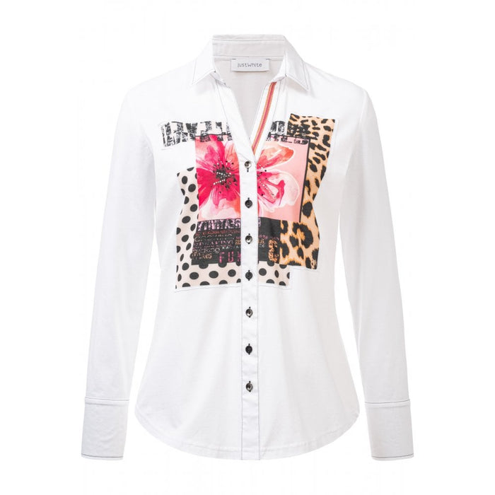 Just White J1553 White Blouse - Dotique - Just White