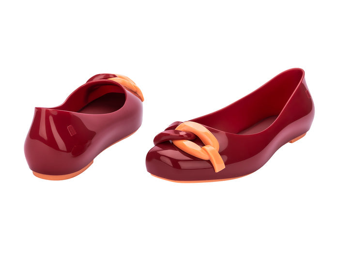 Melissa Aura Chain Flat Red Ballerinas for Women – Elegant and Comfortable Red Flats with Stylish Chain Detail