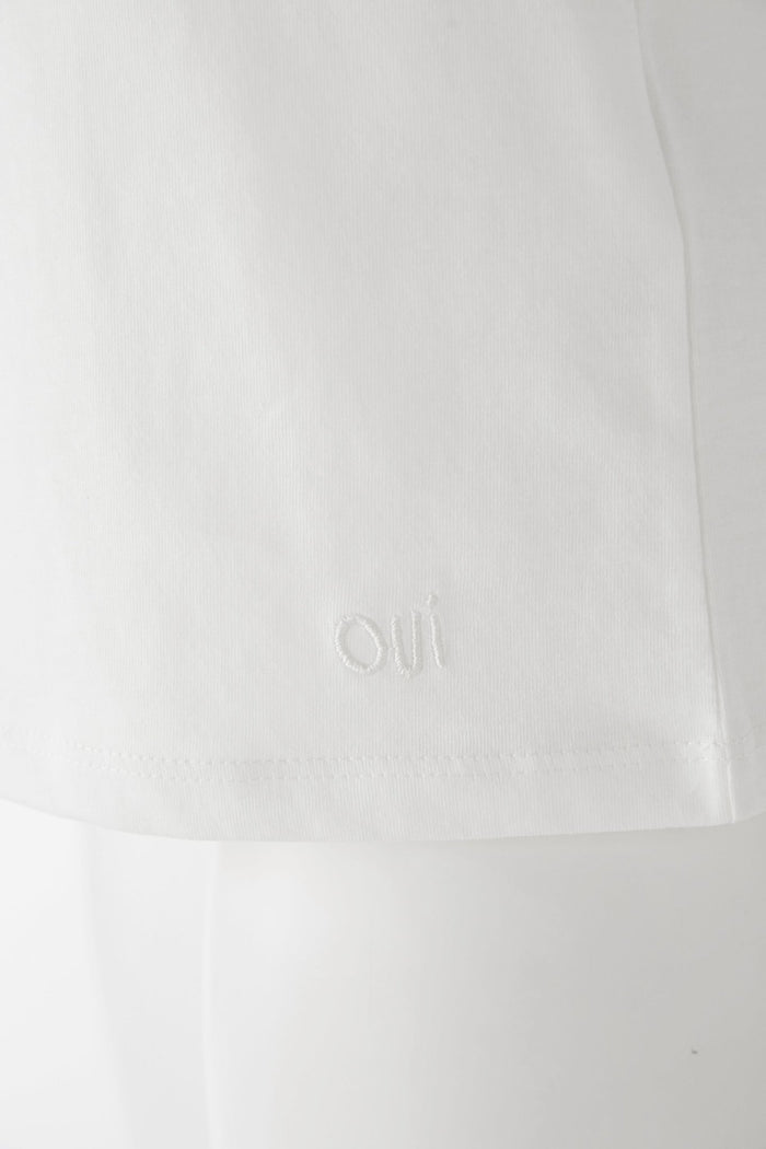 Oui 76717 T-Shirt Col 1002 White Detail | Dotique