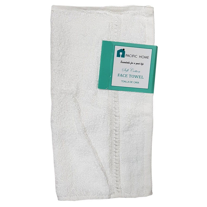 PACIFIC HOME COTTON FACE TOWEL, WHITE - TCW0189