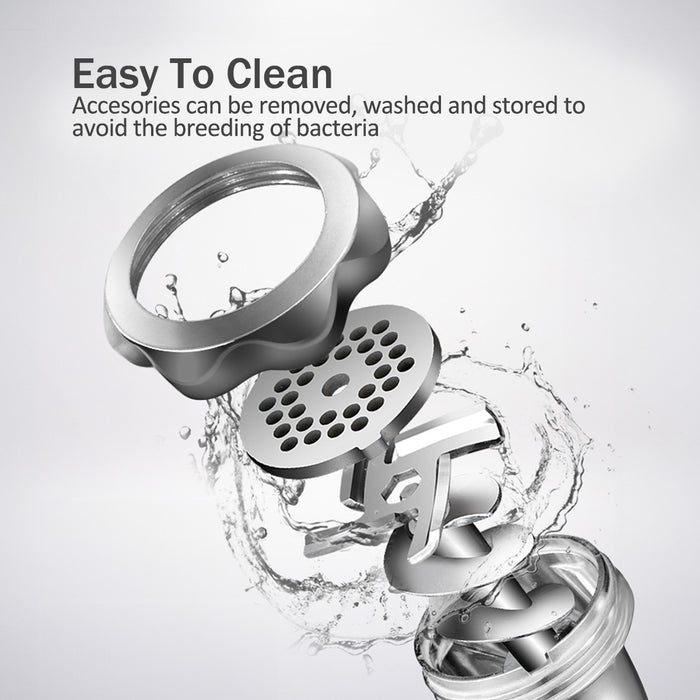 PowerPac Meat Chopper, 3 In 1 Meat Mincer, 3 Stainless Steel Grinding Plates, Kubbe & Sausage Filling Tubes (PPCP3307)