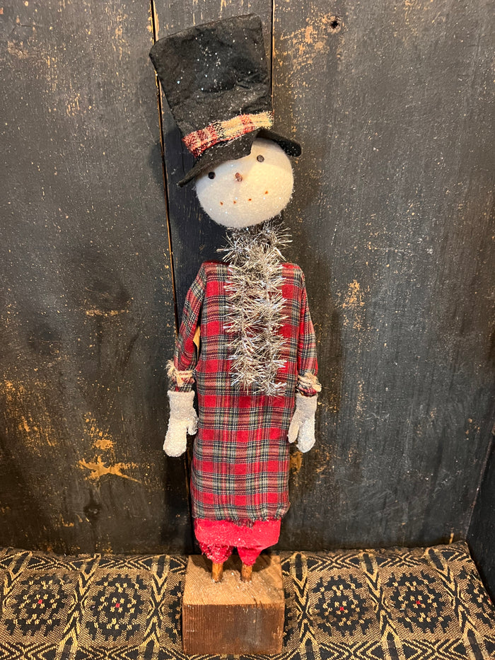 Snowman - Plaid Shirt w/ Red Pants & Tinsel Scarf