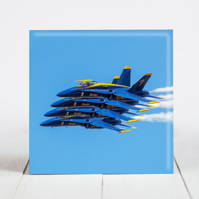 US Navy Blue Angels Perform the Eschelon Parade Maneuver