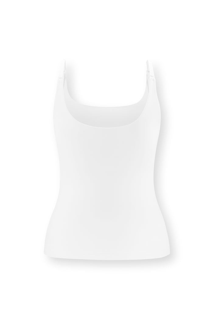 Back side of Women's Nursing Tank in Snow on white background