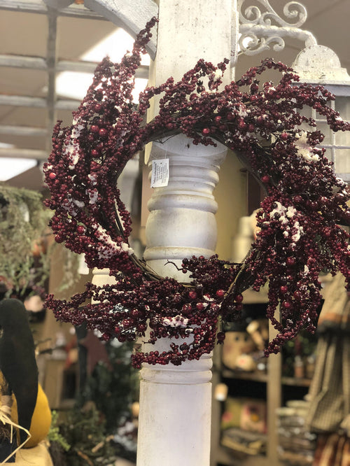 12" Berry Wreath W/ Snow