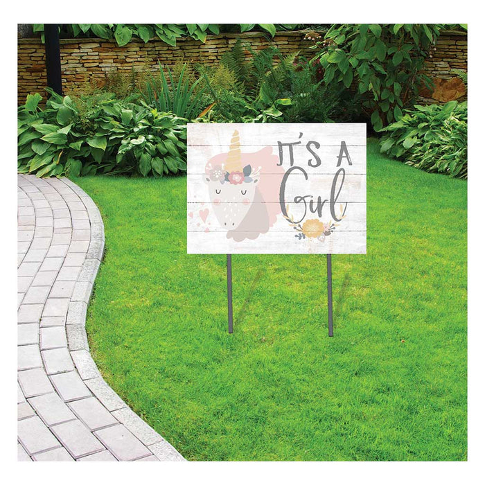 18x24 It's A Girl Unicorn Lawn Sign