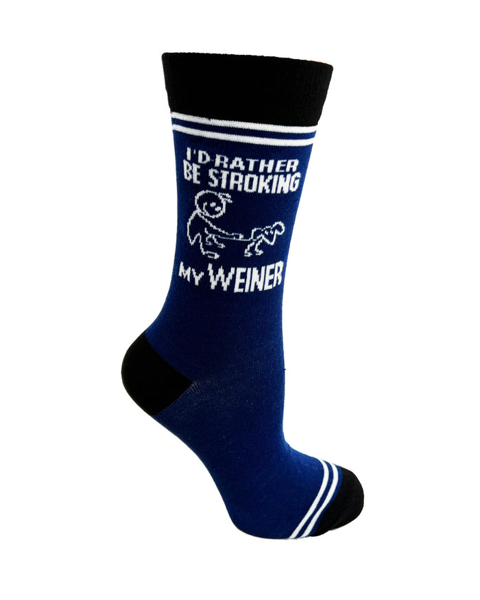 (3 Pairs) I’d Rather Be Stroking My Weiner - Hey Now Unisex Crew Socks - Wholesale