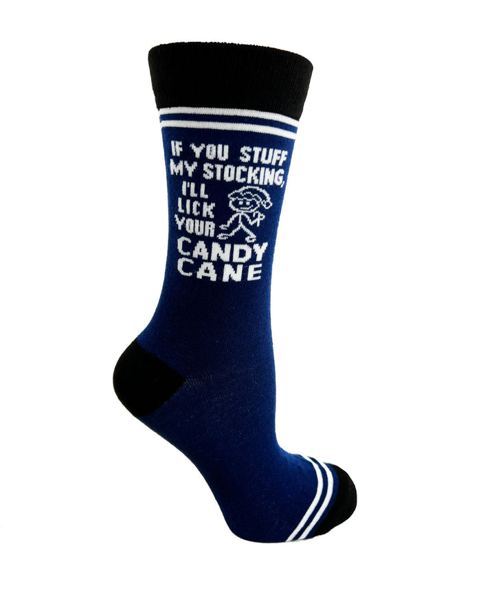 (3 Pairs) If You Stuff My Stocking, I’ll Lick Your Candy Cane - Hey Now Unisex Crew Socks - Wholesale