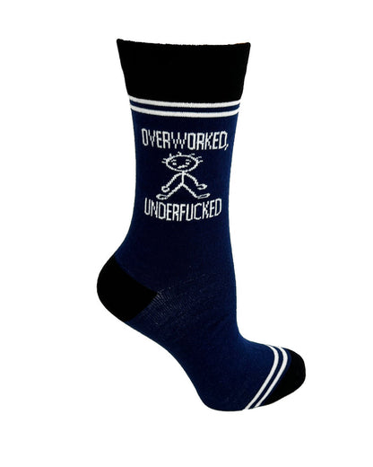 (3 Pairs) Overworked Underfucked - Hey Now Unisex Crew Socks - Wholesale