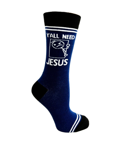 (3 Pairs) Y’all Need Jesus - Hey Now Unisex Crew Socks - Wholesale