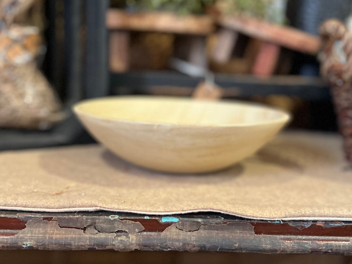 Antique White Painted & Distressed Wooden Bowl