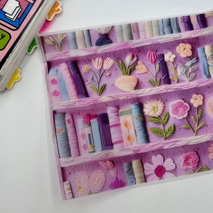 Embroidered Spring Bookshelf Vellum