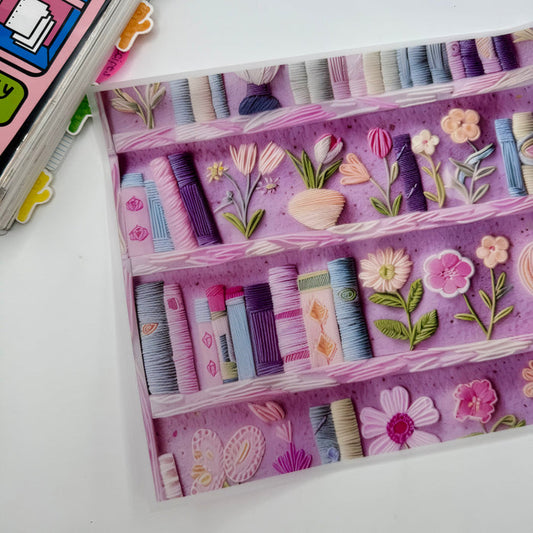 Embroidered Spring Bookshelf Vellum