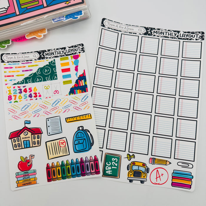 Back to School Monthly Layout Sticker Kit