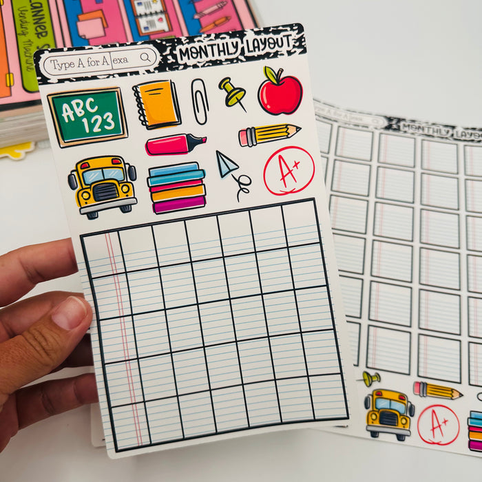 Back to School Monthly Layout Sticker Kit