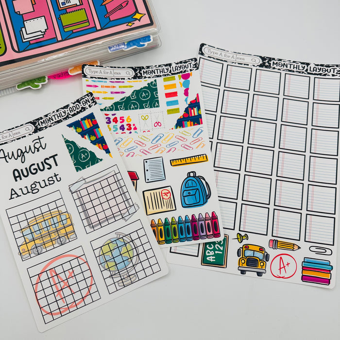 Back to School Monthly Layout Sticker Kit