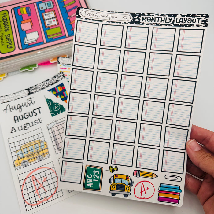 Back to School Monthly Layout Sticker Kit