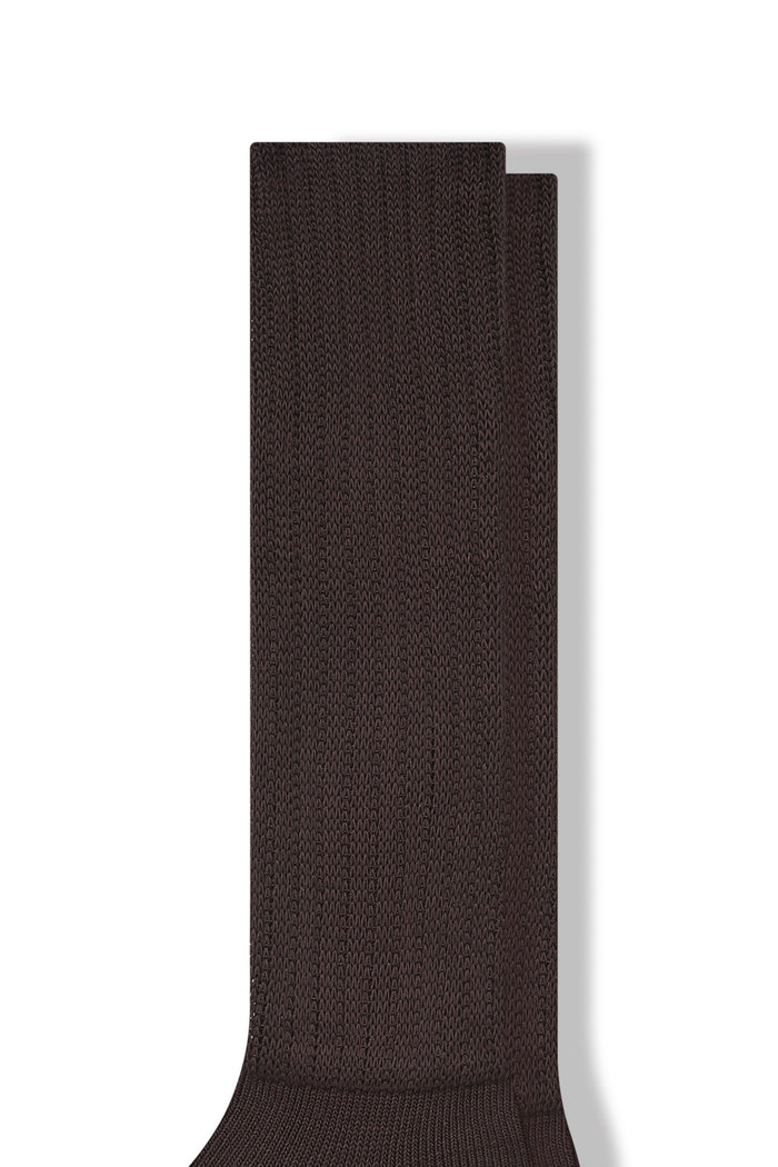 Top part of Adult Scrunch Socks in Espresso on a white background