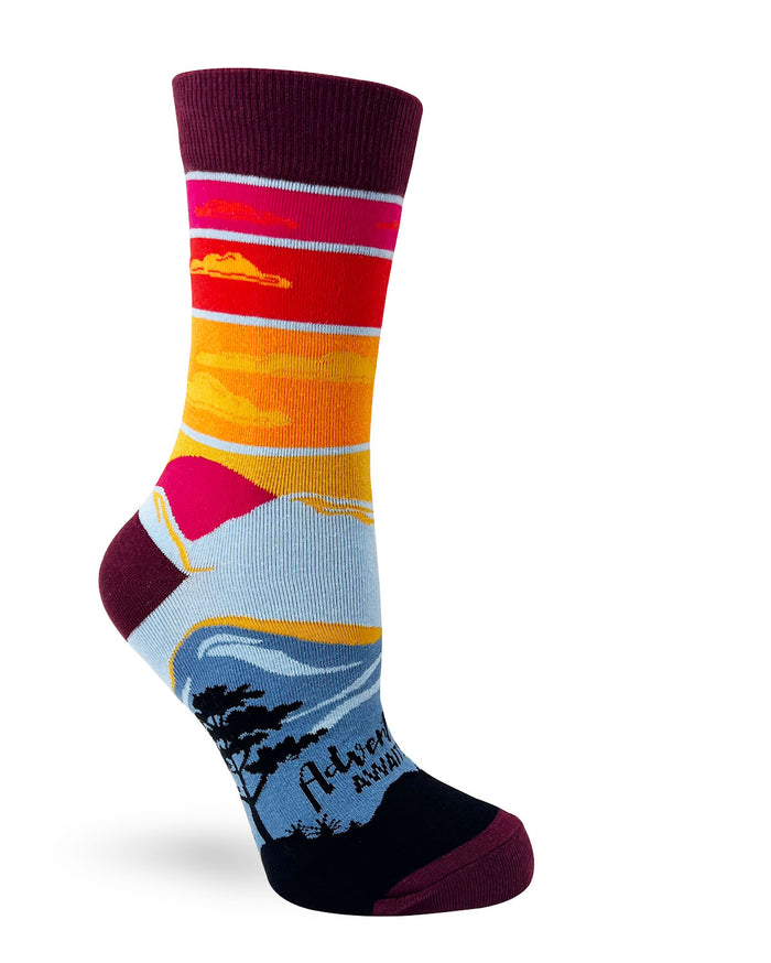 Adventure Awaits Fun Outdoor Crew Socks for Women