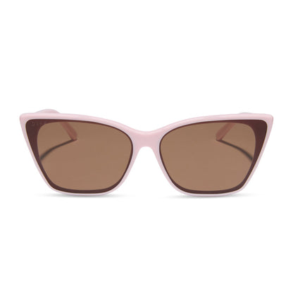 diff eyewear alina cat eye sunglasses in powder pink acetate and brown lenses front view