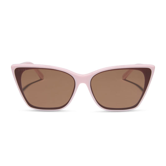 diff eyewear alina cat eye sunglasses in powder pink acetate and brown lenses front view