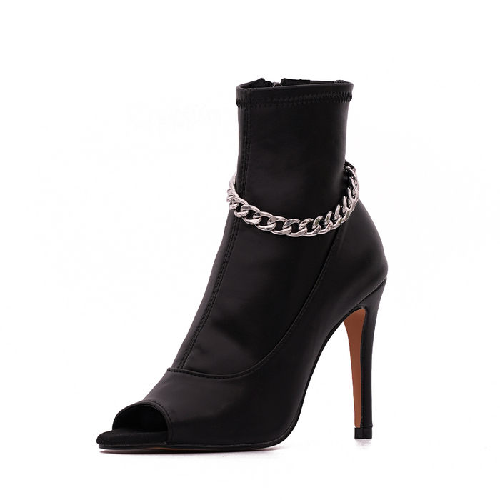 Ana - Chaînes argentées - Talons stilettos - Prête à expédier