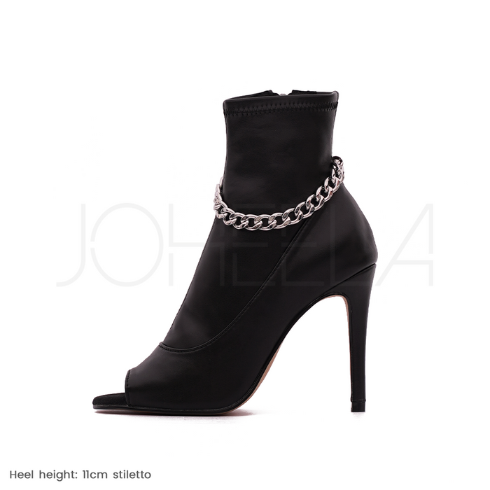 Ana - Chaînes argentées - Talons stilettos - Prête à expédier