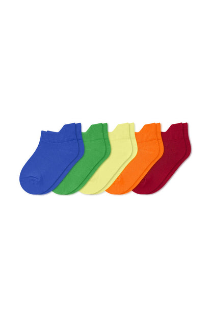 Ankle Socks Combo 5-Pack in Bright set includes: Indigo, Chive, Citron, Tangerine and Cardinal shown on a white background