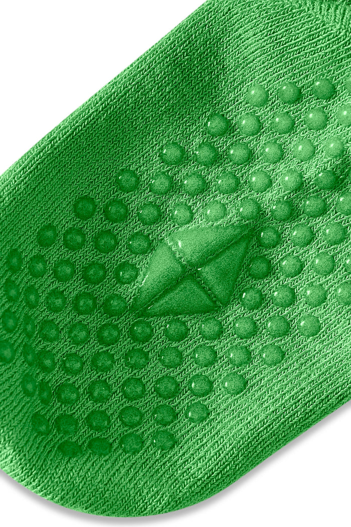 Close up of Ankle Socks in chive with grips shown on a white background