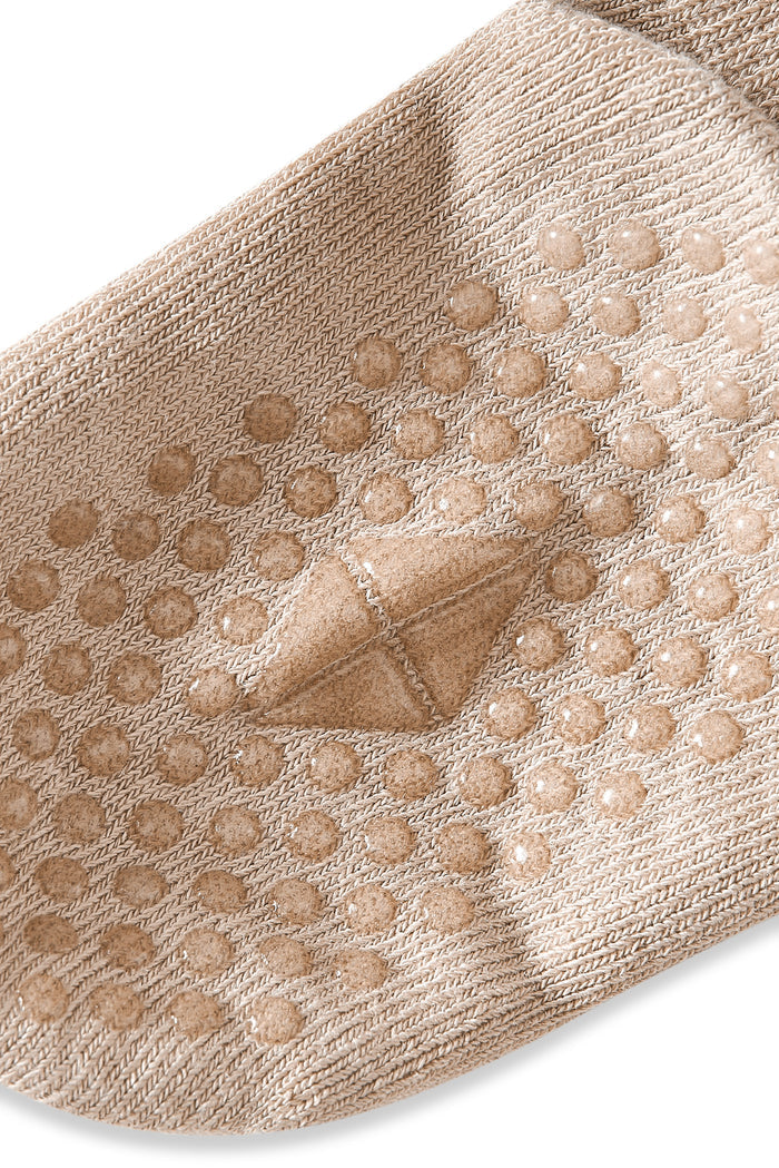 Close up of Ankle Socks in Bisque with grips on a white background