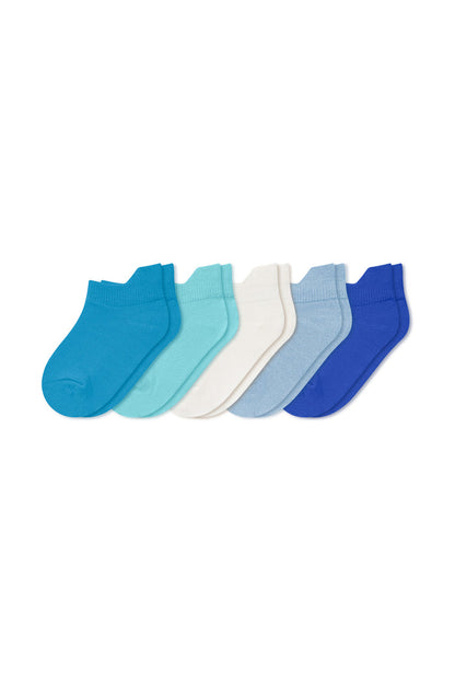 Ankle Socks Combo 5-Pack in Wave set includes: Lagoon, Robin, Cloud, Breeze and Indigo shown on a white background