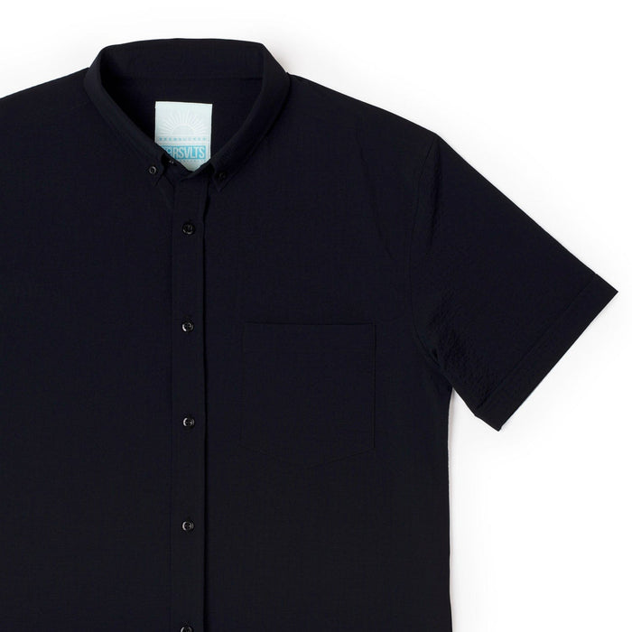 RSVLTS XS RSVLTS Anthracite _ Stretch Seersucker Short Sleeve Shirt