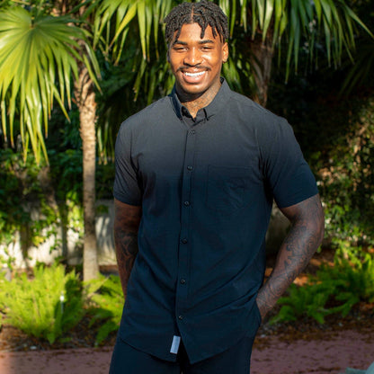 RSVLTS RSVLTS Anthracite _ Stretch Seersucker Short Sleeve Shirt