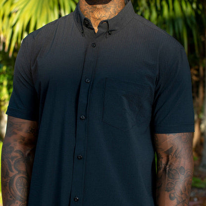 RSVLTS RSVLTS Anthracite _ Stretch Seersucker Short Sleeve Shirt