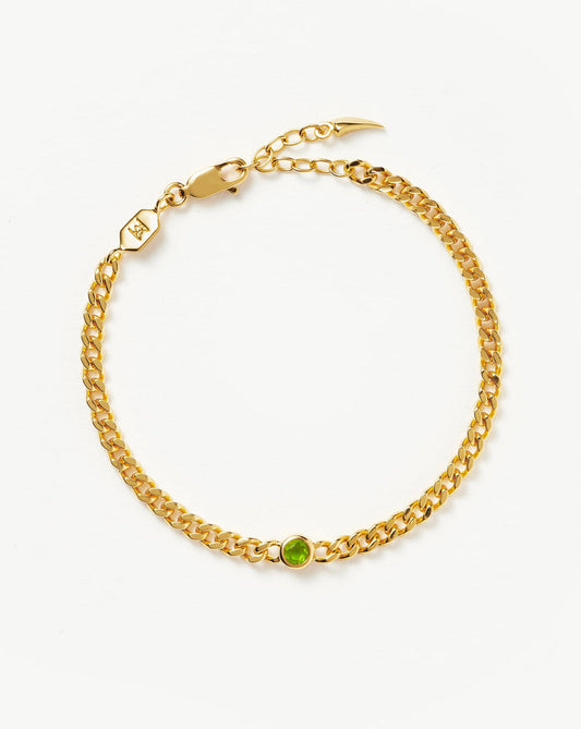 Birthstone Chain Bracelet - August | 18ct Gold Plated Vermeil/Peridot Bracelets Missoma