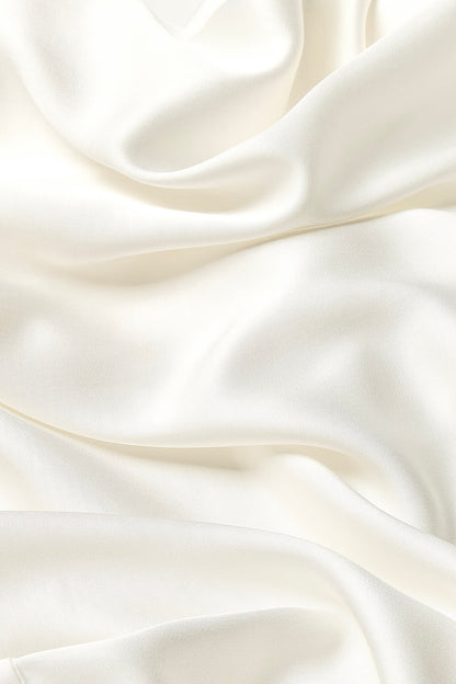 Close up of the bamboo sateen fabric: A soft off-white