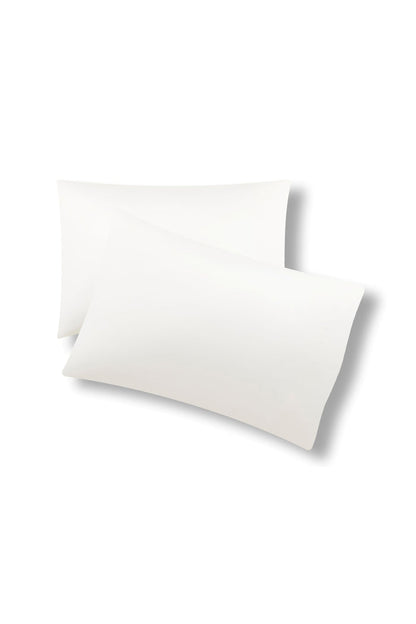 Two pillow cases on one top of the other with the Bamboo Sateen Pillowcases in Shell on them