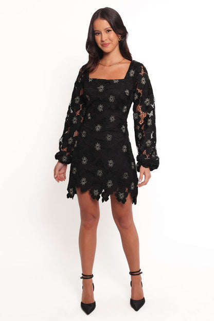 Petal and Pup USA DRESSES Bardley Long Sleeve Mini Dress - Black