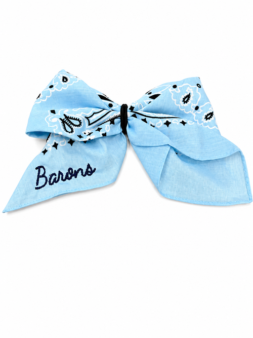 Barons Embroidered Bandana Bows  : Light Blue / Navy Blue