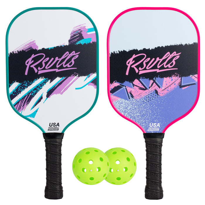 RSVLTS RSVLTS® Breakfast Balls Pickleball Collection "Pink Teal" _ Pickleball Paddle Set Breakfast Balls Pickleball Collection "Pink Teal" _ Pickleball Paddle Set