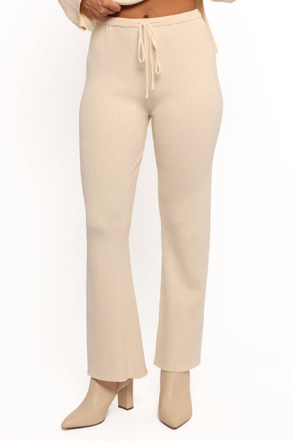 Petal and Pup USA BOTTOMS Beeba Ribbed Knit Pants - Cream