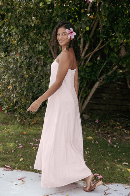 Petal and Pup USA DRESSES Bethany Strapless Midi Dress - Rosewater